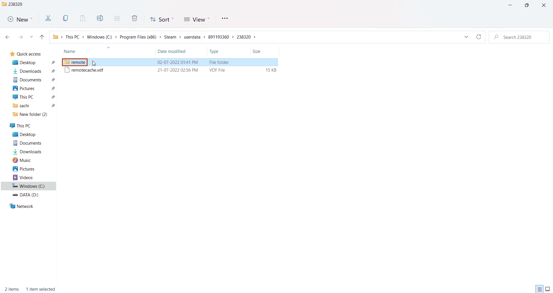 Klik dua kali folder jarak jauh