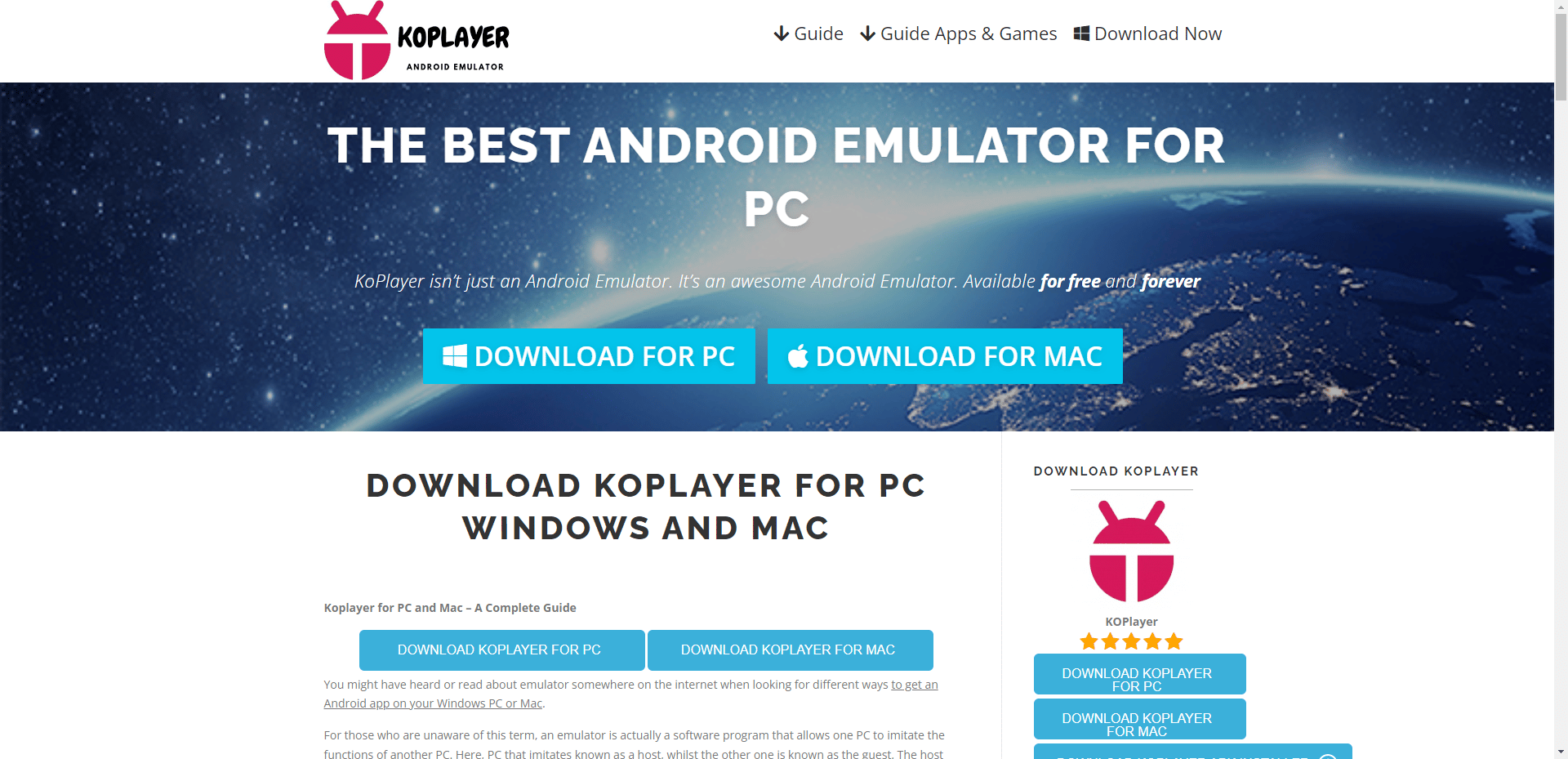 Koplayer resmi web sitesi. PC için en iyi Android işletim sistemi