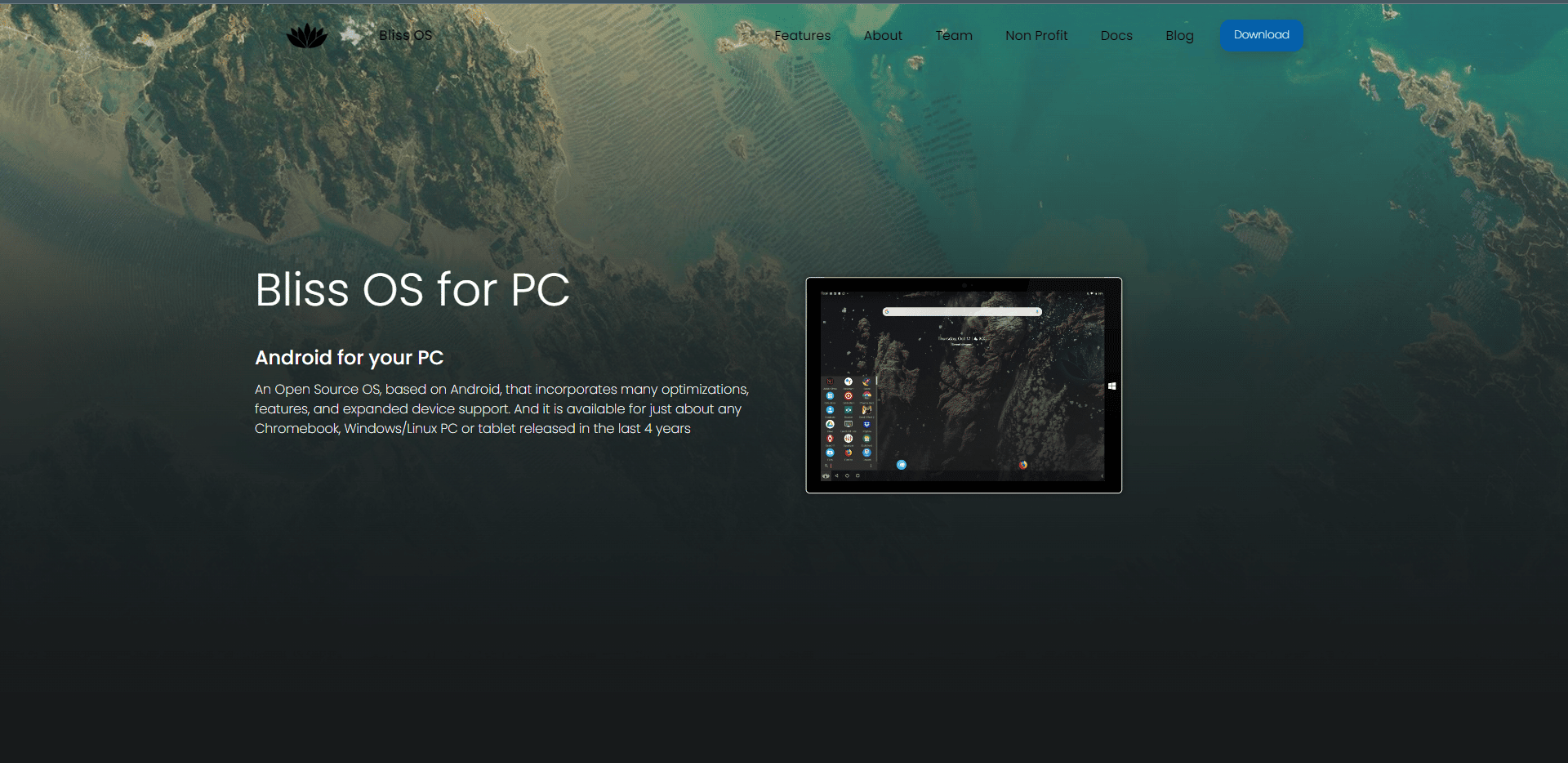 Bliss OS resmi web sitesi. PC için en iyi Android işletim sistemi