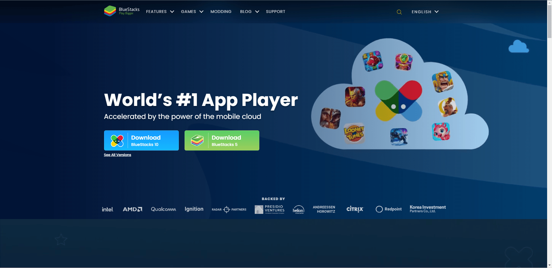 Bluestacks resmi web sitesi. PC için en iyi Android işletim sistemi