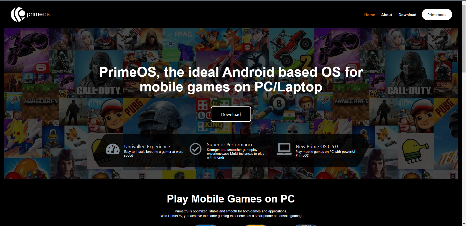 Prime OS resmi web sitesi