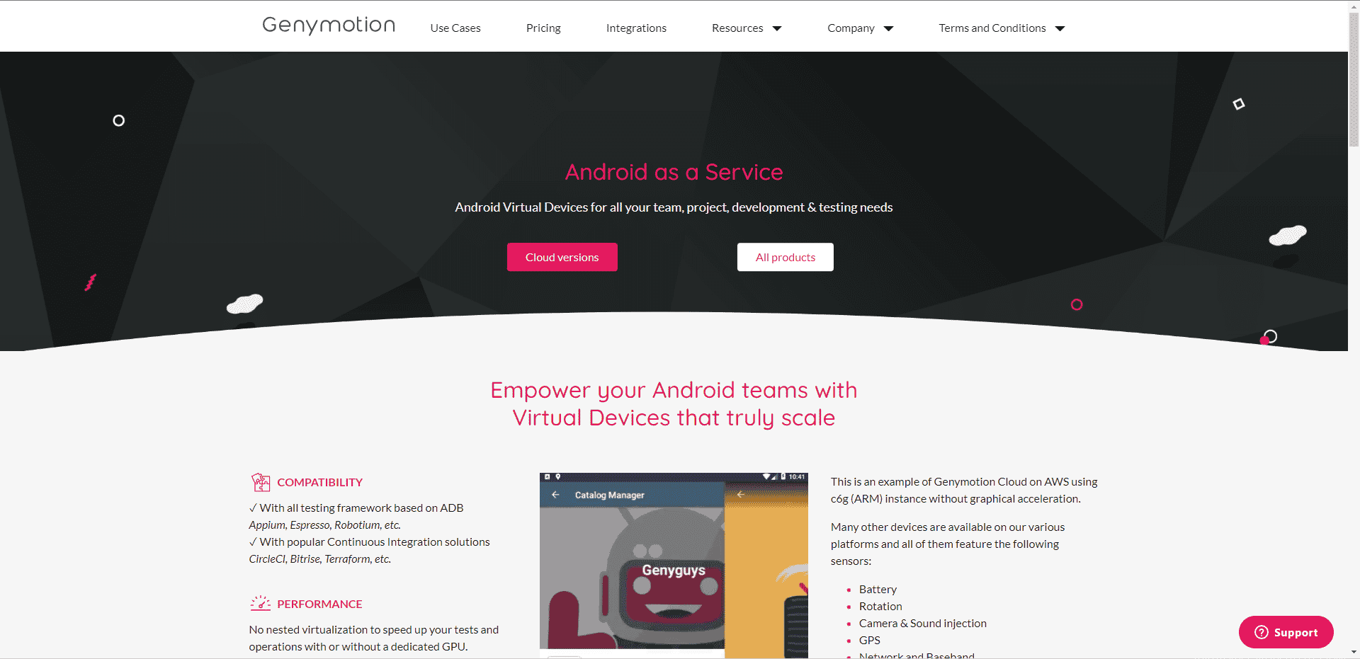 Genymotion resmi web sitesi
