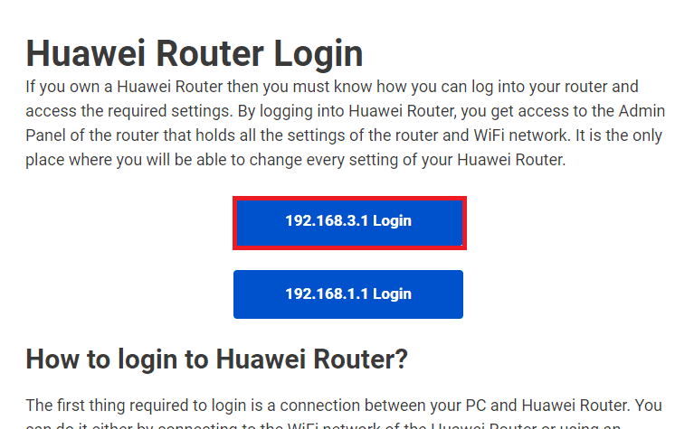 Huaweiルーターの公式ログインページに戻る