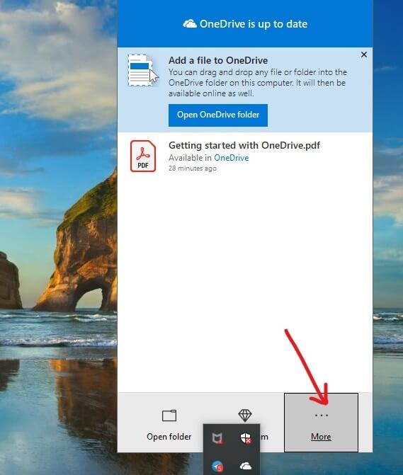点击右边的三个虚线图标 |在 Windows 10 上开始使用 Microsoft OneDrive