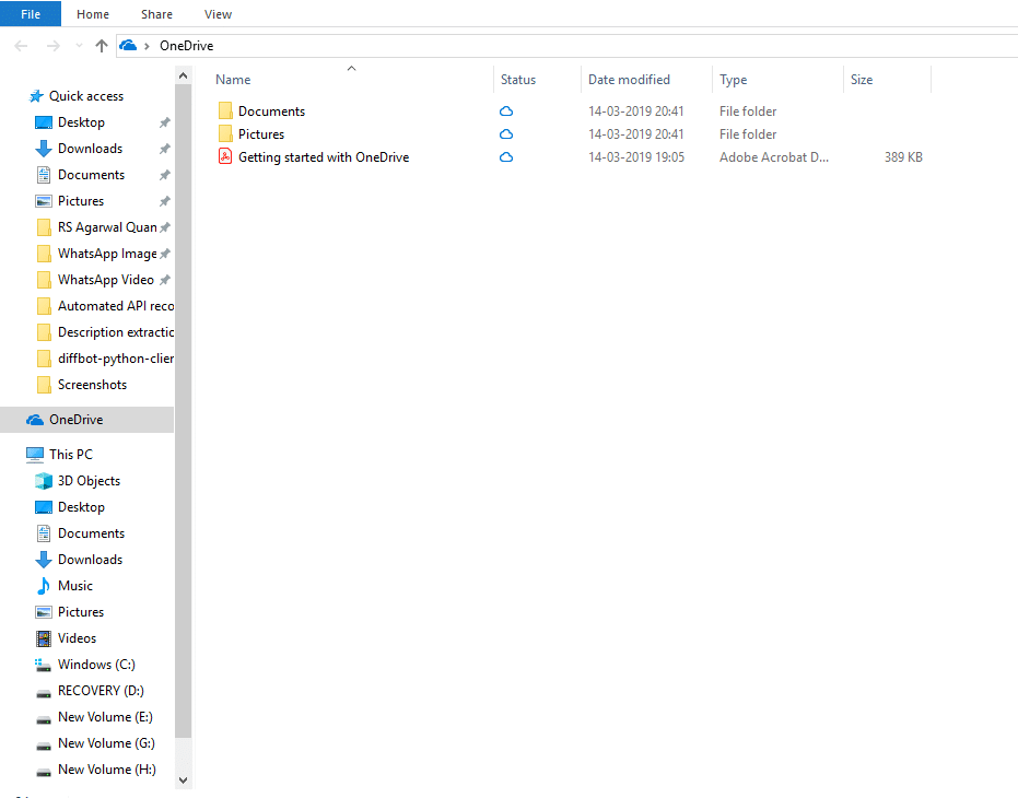 OneDrive 文件夹将从您的计算机打开