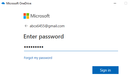 输入您的 Microsoft 帐户的密码,然后单击登录