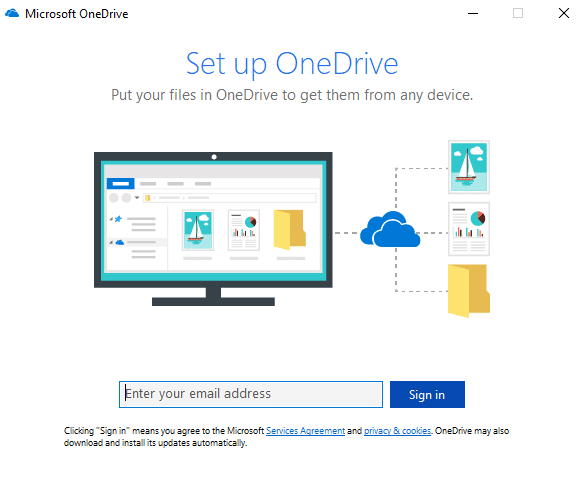 使用搜索栏搜索 OneDrive,然后按 Enter