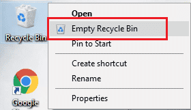 tempat sampah kosong. Perbaiki Kesalahan Warga Bintang 10002 di Windows 10