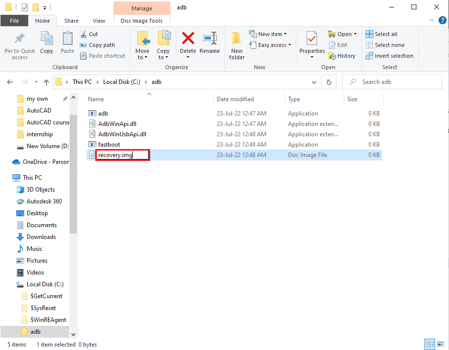 recovery.imgと入力し、Enterキーを押します。 AndroidでストレージTWRPをマウントできない問題を修正