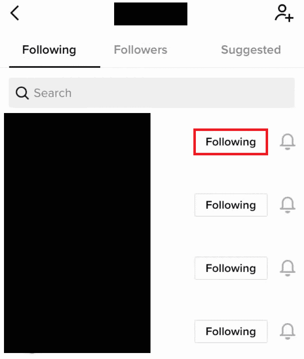 [フォロー]をタップして、目的のプロファイルのフォローを解除します