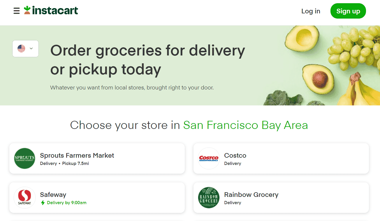 Instacart ABD web sitesi ana sayfası | Instacart Aboneliği Nasıl İptal Edilir