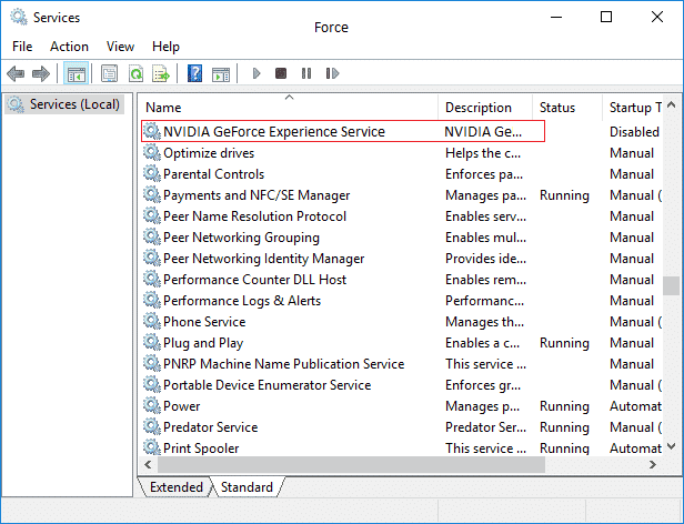 Faceți clic dreapta pe NVIDIA GeForce Experience Service și selectați Start