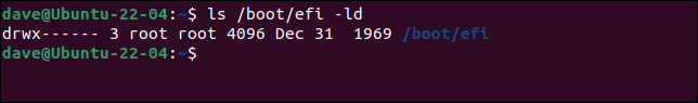 lsを使用して、「/boot./efi」ファイルシステムマウントポイントのアクセス許可を確認します