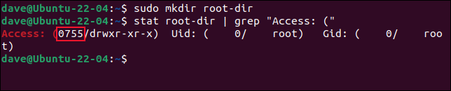 rootがディレクトリを作成するときの権限