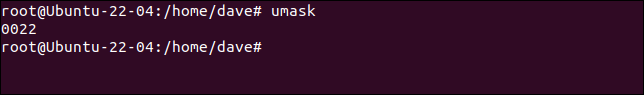 rootユーザーのumask値