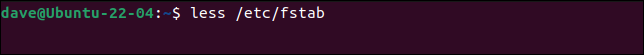 / etc/fstabファイルをより少ないもので見る