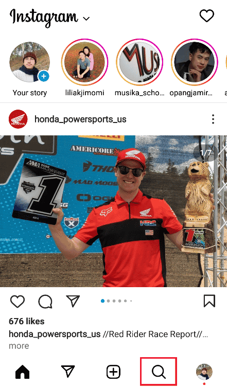 Atingeți pictograma Explorați și căutați și căutați introducând numele contactului sau numele de utilizator | Cum să găsiți contacte pe Instagram