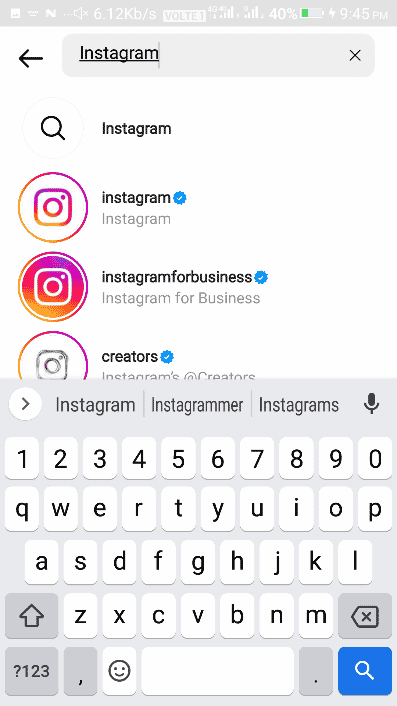 Fila Căutare Instagram