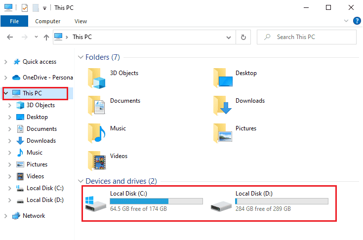 Verificați spațiul pe disc sub Dispozitive și drivere. Remediați eroarea League of Legends 004 în Windows 10