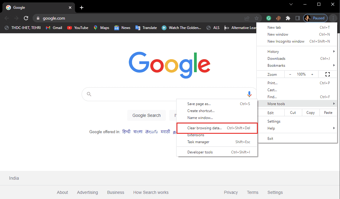 kliknij wyczyść dane przeglądania. Napraw błędy Chrome podczas wyszukiwania szkodliwego oprogramowania