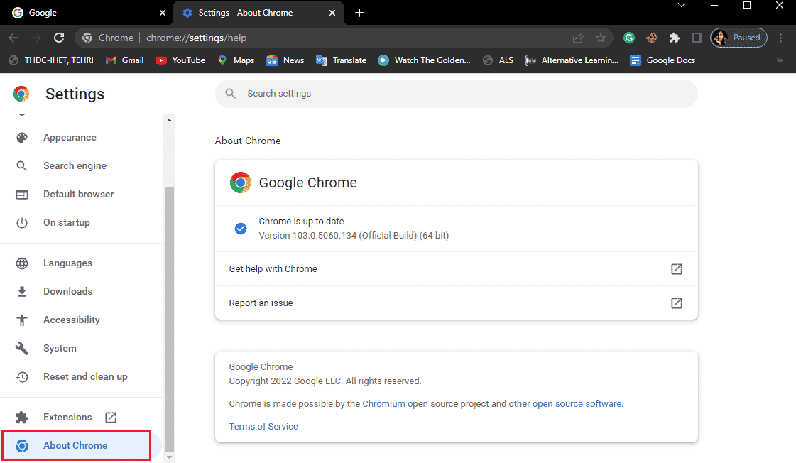 z menu po lewej stronie kliknij o chrome
