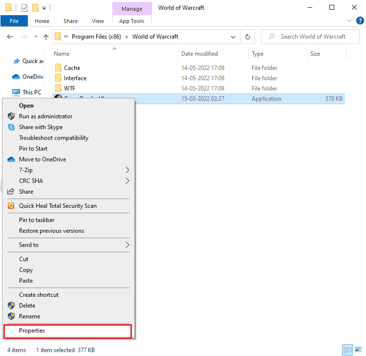 Wählen Sie die Option Eigenschaften. Fix WoW braucht ewig zum Starten in Windows 10