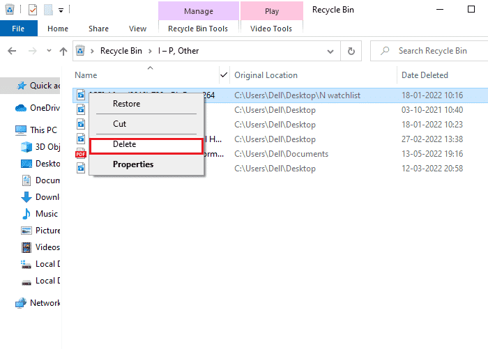 Leeren Sie alle Daten im Papierkorb und löschen Sie die Dateiordner, die Sie jetzt gelöscht haben, dauerhaft. Fix WoW braucht ewig zum Starten in Windows 10