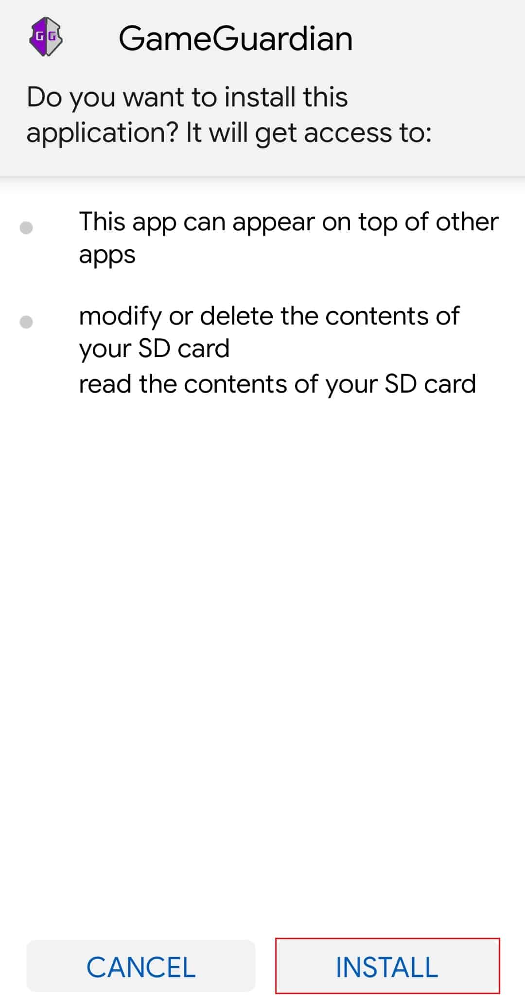 zainstaluj aplikację gameguardian na urządzeniu z Androidem