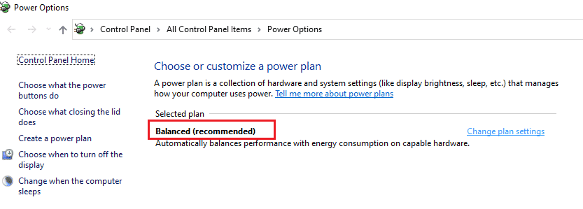 Modifier PowerPlan. Correction de l'erreur OneDrive 0x8004de40 dans Windows 10