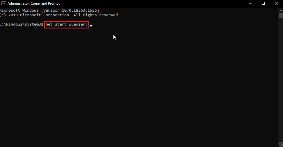 digitare net start wuauserv