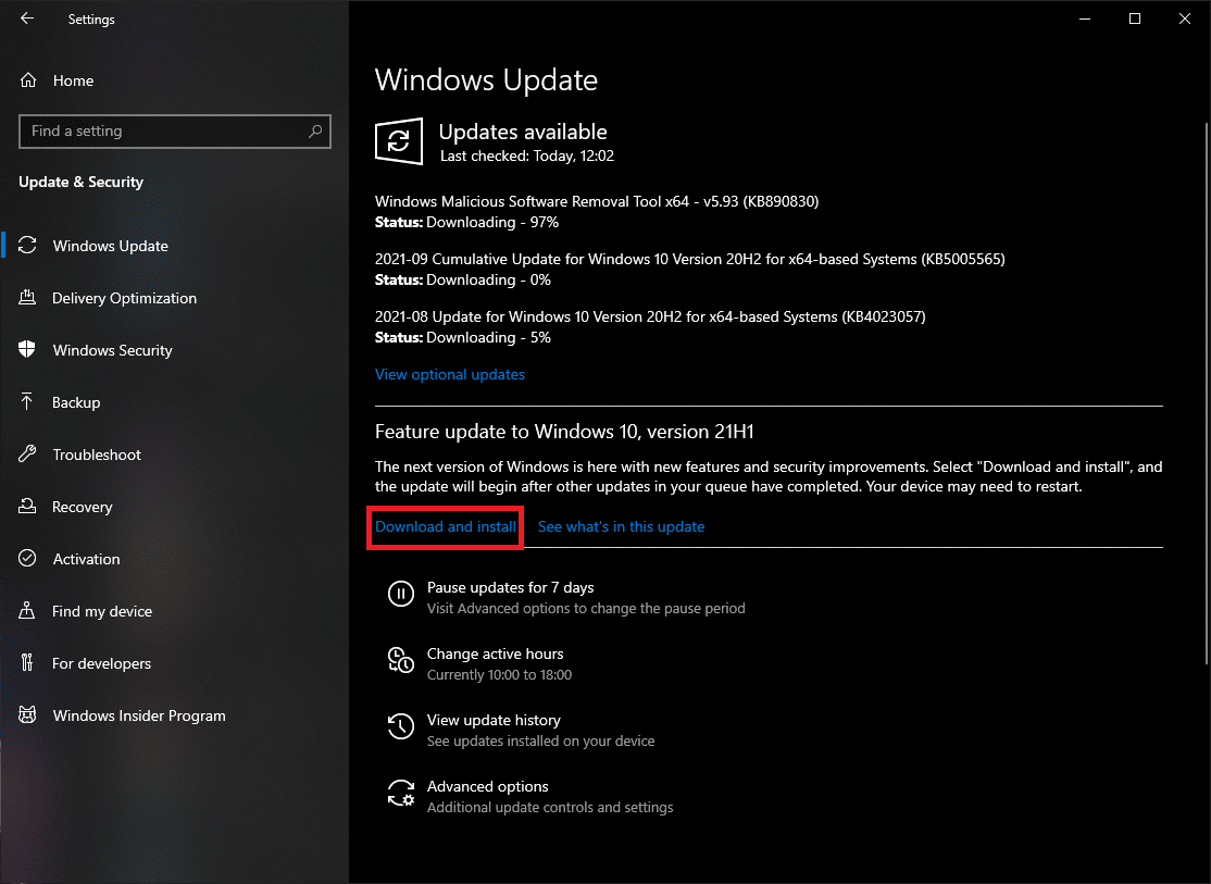 Aggiornamento Windows