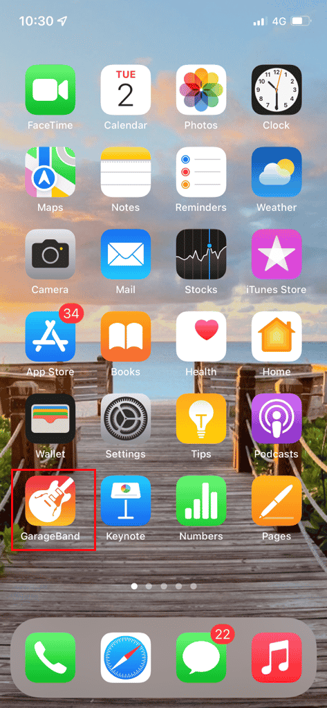 tocca l'icona di GarageBand. Risolto il problema con l'impossibilità di installare GarageBand su iOS