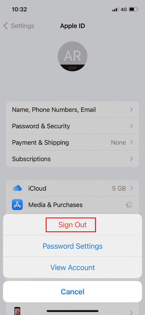 esci dall'ID Apple