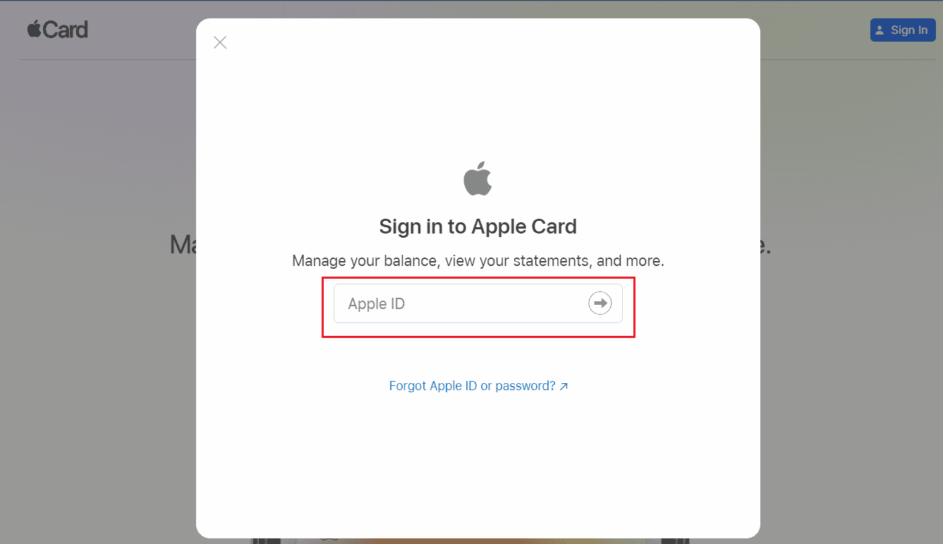 Apple ID とパスワードを使用して Apple Card にサインインする