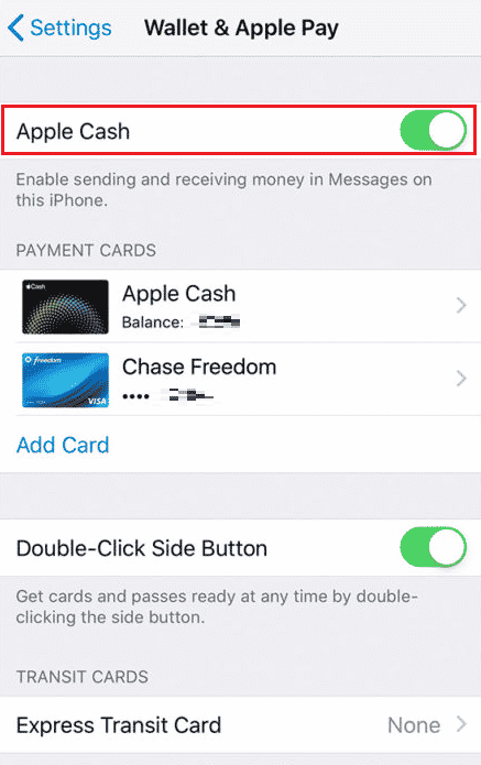 上からApple Cashのトグルをオフにします