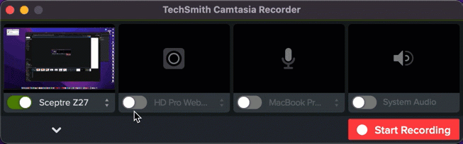 Una GIF che mostra come attivare la tua webcam