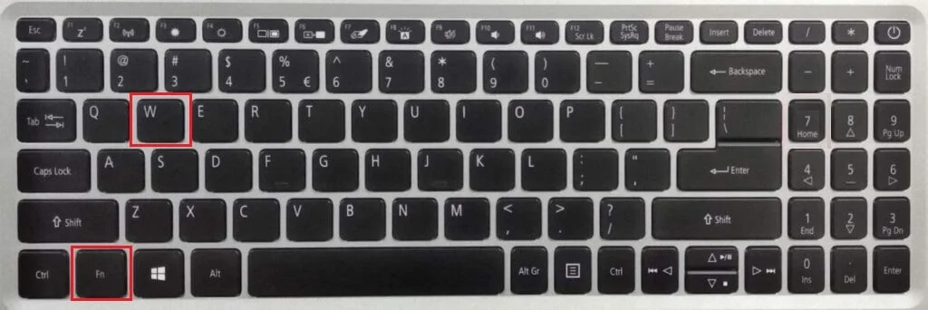 klavyede fn ve w tuşlarına basın