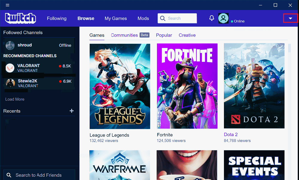 아래쪽 화살표 아이콘을 클릭하십시오. Twitch Minecraft 설치 프로세스란?