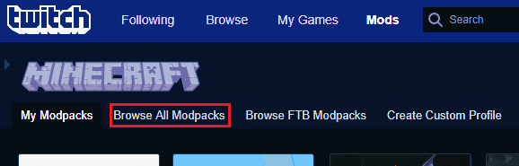모든 모드팩을 검색합니다. Twitch Minecraft 설치 프로세스란?