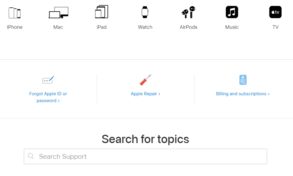 Contacter l'assistance Apple