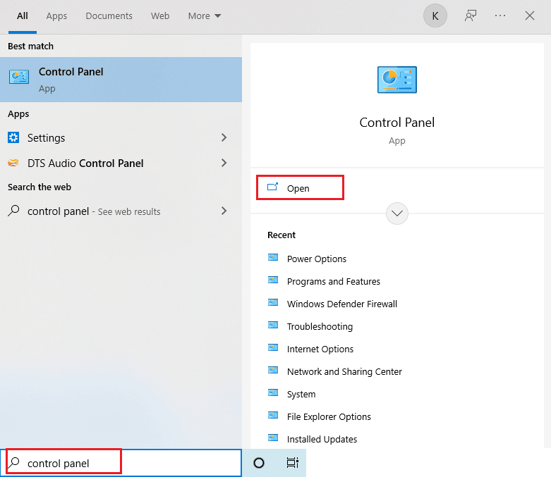 제어판을 엽니다. Visual Studio 액세스가 거부된 프로그램을 시작할 수 없는 문제 수정