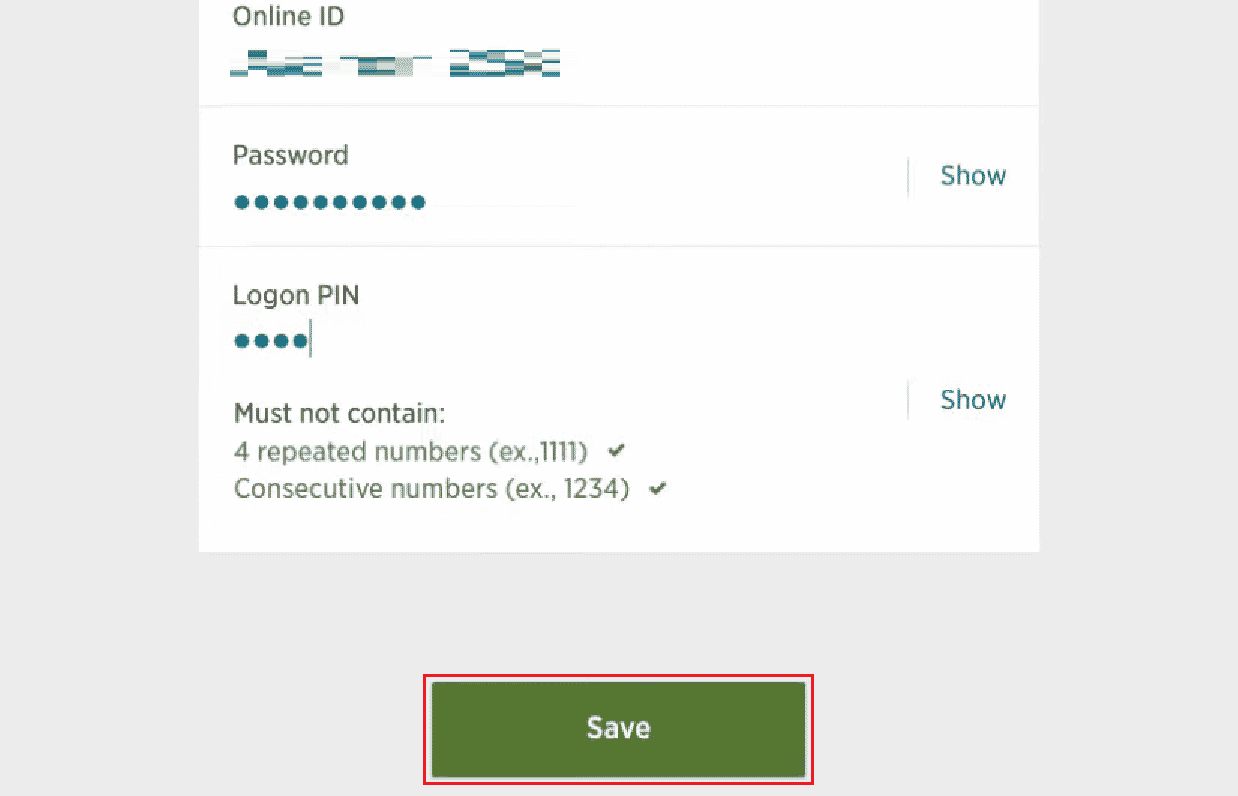 Установите свой сетевой идентификатор, пароль и PIN-код для входа в систему и нажмите «Сохранить».