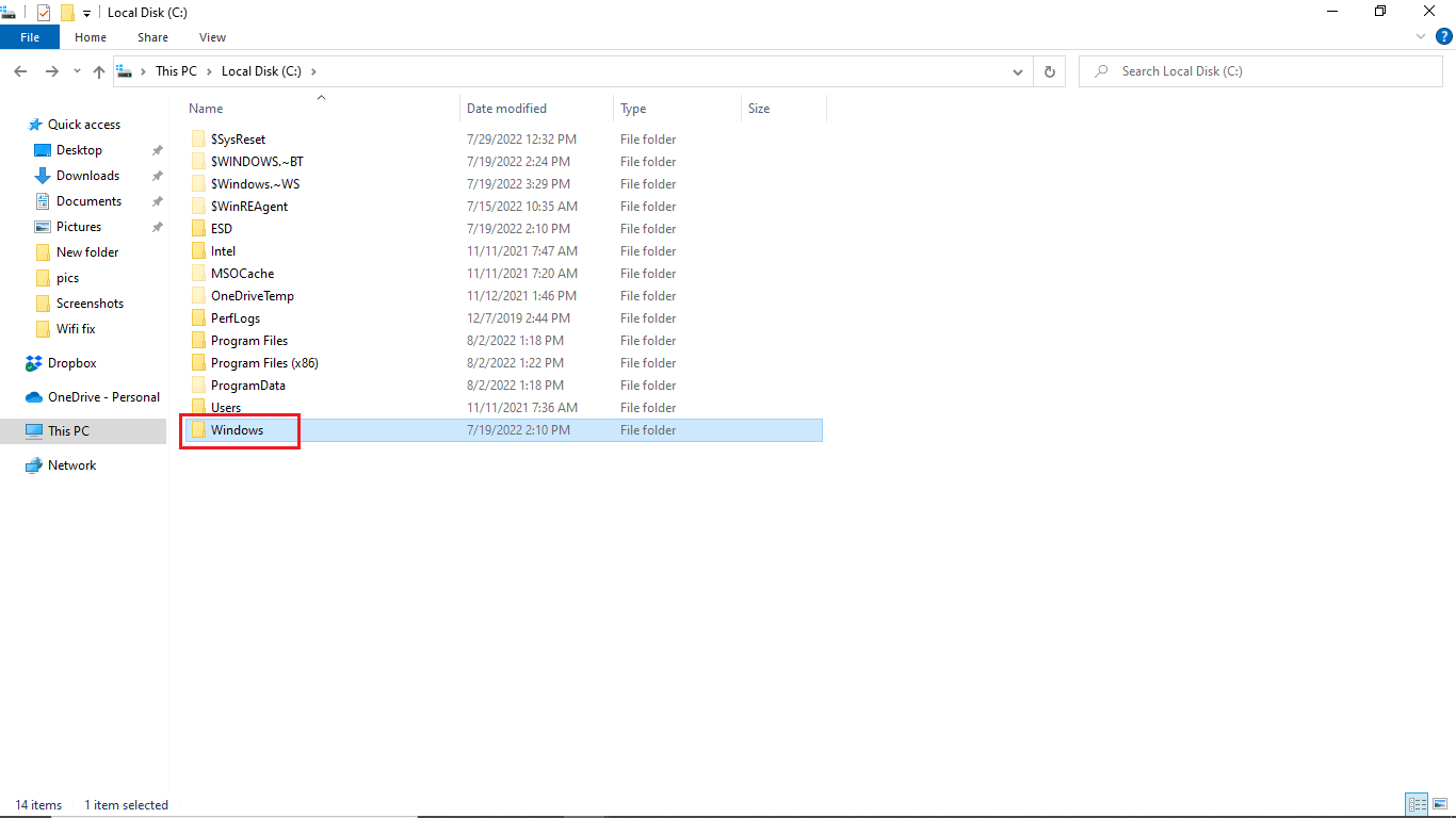 Windows フォルダを開きます。お使いのデバイス用の Windows のドライバーが見つかりましたが、エラーが発生した問題を修正しました