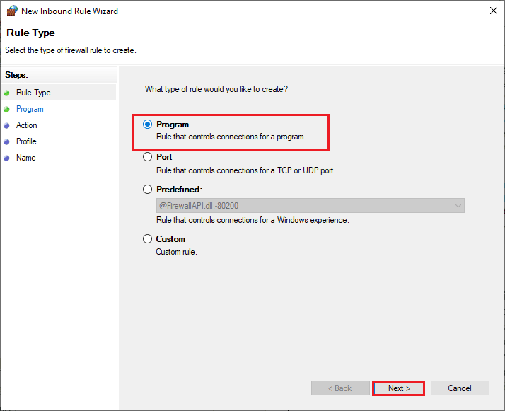 تأكد من تحديد خيار البرنامج وانقر فوق التالي. إصلاح تعذر اتصال Epson Scanner في نظام التشغيل Windows 10