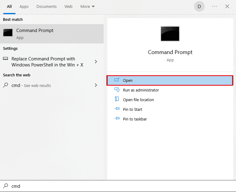 افتح موجه الأوامر. إصلاح تعذر اتصال Epson Scanner في نظام التشغيل Windows 10