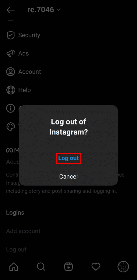 ログアウトをタップして、アクションを確認します。 | |電話からInstagramアカウントを削除する方法