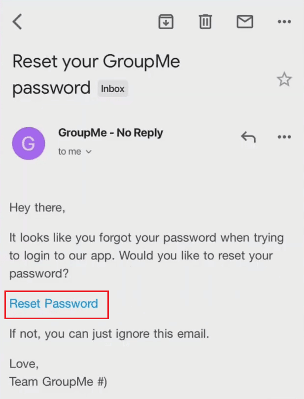 stuknij w link Resetuj hasło z otrzymanej wiadomości e-mail | zresetuj konto GroupMe
