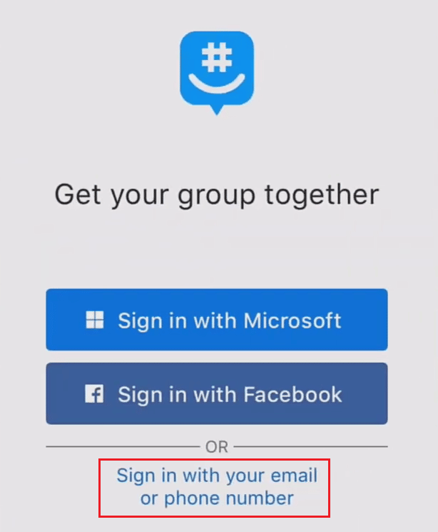 Stuknij w Zaloguj się za pomocą swojego adresu e-mail lub numeru telefonu