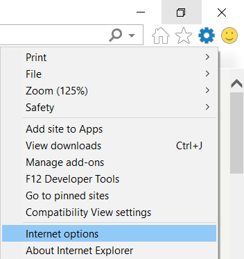 リストからインターネットオプションを選択します