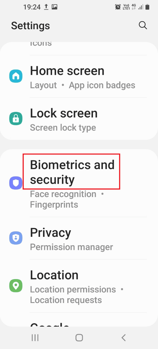 แตะที่แท็บ Biometrics และความปลอดภัย วิธีแฮ็ก Candy Crush Saga บน Android โดยไม่ต้องรูท